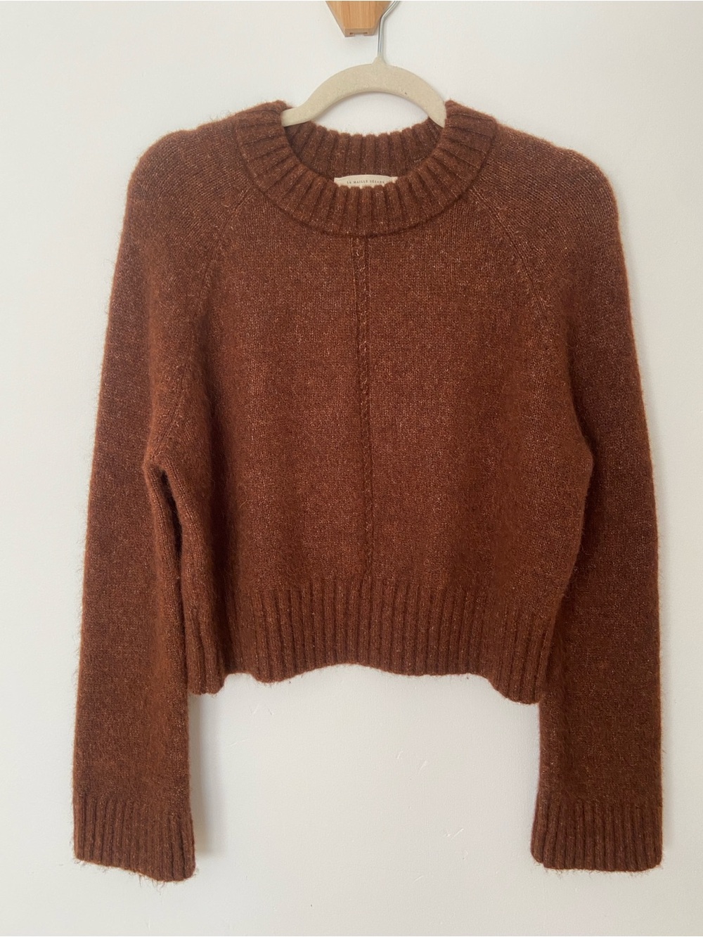 Sezane Sama Jumper Chestnut Brown Baby Alpaca Crew Sweater size XS - Picture 3 of 11